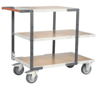 Servante FIMM flat-pack 3 plx médium 2 plx 850 x 500 mm et 1 plateau 550 x 500 mm roues TPE 400 kg