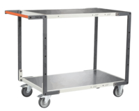 Servante FIMM flat-pack 2 plateaux tôle, 850 x 500 mm, roues TPE, 250 kg
