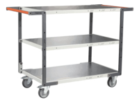 Servante FIMM flat-pack 3 plateaux tôle double poignées 850 x 500 mm roues TPE 250 kg