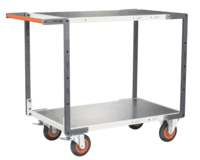 Servante FIMM flat-pack 2 plateaux tôle, 850 x 500 mm, roues caoutchouc, 400 kg