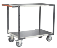 Servante FIMM flat-pack 2 plateaux tôle, 850 x 500 mm, roues TPE, 400 kg