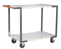 Servante FIMM flat-pack 2 plateaux mélaminé, 1000 x 600 mm, roues caoutchouc, 250 kg