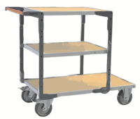 Servante FIMM flat-pack 3 plx médium 1 pl. 1000 x 600 mm et 2 plx 700 x 600 mm roues TPE 400 kg