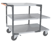 Servante FIMM flat-pack 3 plx tôle 2 plx 1200 x 800 mm et 1 pl. 900 x 800 mm roues caoutchouc 400 kg
