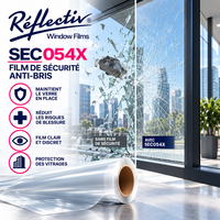 Film adhésif pour vitrages de sécurité Extérieure - REFLECTIV SEC054X- Rouleau de 1.52 x 10m