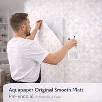 Aquapaper Original Smooth Matt pré-encollé – Papier peint mural 180 g/m², impression Latex, UV, écosolvant, Euroclasse C-s1,d0.