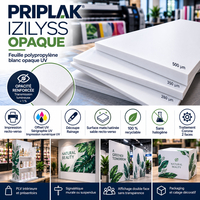 Film synthétique polypropylène Priplak Izilyss Opaque : empilement d'épaisseurs 280, 350 et 500 microns pour PLV et signalétique double face