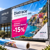 Bannière Diatrace Premium Banner 510 en promotion à -15% pour impression grand format extérieure - Paysage méditerranéen et matériaux durables Antalis