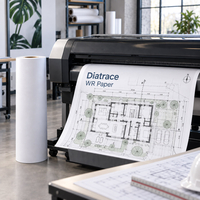 Papier Diatrace Papier WR mat White aqueux 100g/m² 143 µm - Bobine 610mm x 45.70m, diamètre bobine 107mm, mandrin 50mm - Support léger pour impression jet d'encre grand format