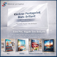 Klockner Pentaprint Blanc Brillant – Film PVC rigide brillant pour PLV, cartes et signalétique professionnelle.