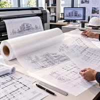 Team Papier Calque Polyester translucide pour impression et superposition de plans d'architecture