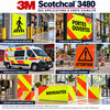 Rouleaux de vinyle adhésif fluorescent 3M Scotchcal 3480 jaune et rouge pour signalisation temporaire
