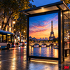 Totem rétroéclairé d'exposition et panneau d'affichage lumineux sous abribus utilisant le film diffusant 3M Scotchcal 3635