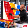 Application de films adhésifs translucides de couleur 3M 3630 sur caisson rétroéclairé