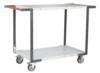 Servante FIMM flat-pack 2 plateaux mélaminé double poignées 850 x 500 mm roues TPE 250 kg