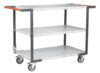 Servante FIMM flat-pack 3 plateaux mélaminé double poignées 850 x 500 mm roues TPE 250 kg
