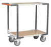 Servante FIMM flat-pack 2 plateaux médium, 850 x 500 mm, roues TPE, 400 kg