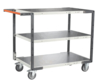 Servante FIMM flat-pack 3 plateaux tôle, 850 x 500 mm, roues TPE, 250 kg