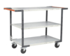 Servante FIMM flat-pack 3 pl.x mélaminé double poignées 1000 x 600 mm roues caoutchouc 250 kg