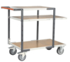 Servante FIMM flat-pack 3 plx médium 2 plateaux 1000 x 600 mm et 1 pl. 700 x 600 mm roues TPE 400 kg