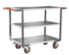 Servante FIMM flat-pack 3 plateaux tôle double poignées 1000 x 600 mm roues caoutchouc 400 kg