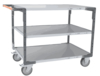 Servante FIMM flat-pack 3 plateaux tôle, 1200 x 800 mm, roues TPE, 400 kg