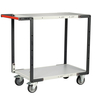 Servante montée 2 plateaux mélaminé, 850 x 500 mm, roues TPE, 250 kg