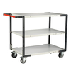 Servante montée 3 plateaux mélaminé, 1000 x 600 mm, roues TPE, 250 kg