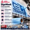 Infographie du film pochoir Avery SignMask pour surfaces incurvées et irrégulières : peinture au pistolet sur bâches de semi-remorques et carrosseries