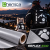 Flocage rétro-réfléchissant sur sac à dos, veste outdoor et harnais canin avec le film Chemica Reflex Eco