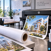 Traceur grand format imprimant un visuel immobilier sur rouleau de papier couché HP Universal Coated