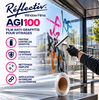 Nettoyage à la raclette de peintures bombées sur la vitre d'un abribus équipée du film de protection Reflectiv AGI100