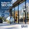 Démonstration de protection du vitrage contre le bris de verre avec gros plan sur le film de sécurité extérieur Reflectiv SEC 058
