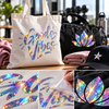 Sac tote bag Good Vibes, sac de sport et casquette personnalisés avec le flex holographique aux reflets multicolores Siser Holographic