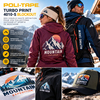 Vestes outdoor, t-shirt et casquette floqués avec le flex imprimable anti-migration POLI-TAPE TURBO PRINT 4010-S BLOCKOUT