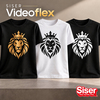 T-shirts noir et blanc floqués d'une tête de lion couronnée en flex de découpe Siser Videoflex or, noir et blanc